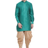 Men's Green Silk Blend Pathani Kurta and Dhoti Set