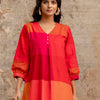 Dhiyona IE Women Colourblocked V-Neck Regular Kurta with Trousers
