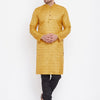 Men's Mustard Silk Blend Straight Kurta Pyjama Set