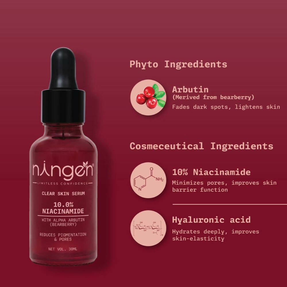 Ningen Clear Skin Serum - 10% Niacinamide with Arbutin - Indyancart