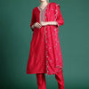 Dhiyona IE Floral Embroidered Liva Straight Kurta With Trousers & Dupatta