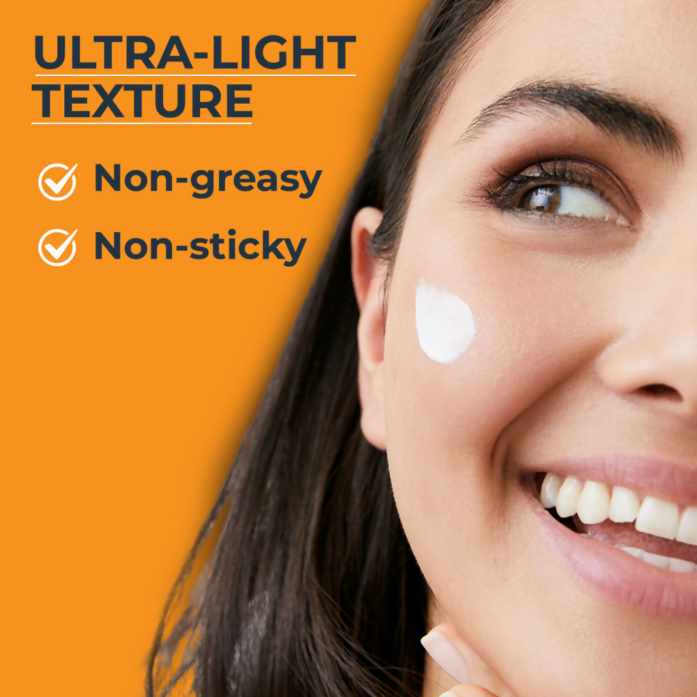 Eucerin Oil Control Dry Touch Sunscreen Gel Cream SPF 50+ with lightweight, non-greasy formula visible in the image.