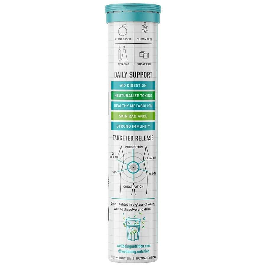 Wellbeing Nutrition Probiotic + Prebiotic Effervescent Tablets-Green Apple & Mint Flavor - Indyancart