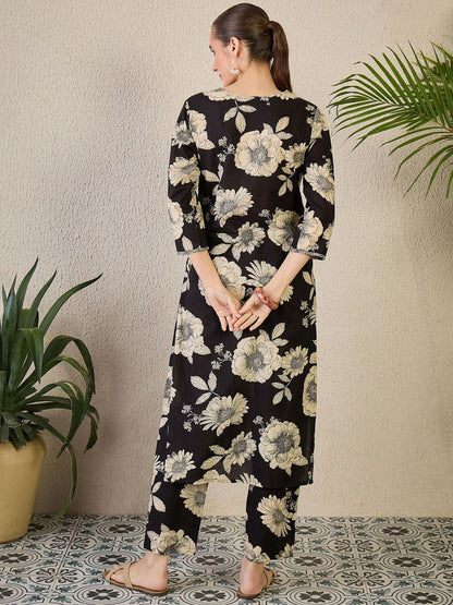 Floral Printed Pure Cotton Kurta with Trousers