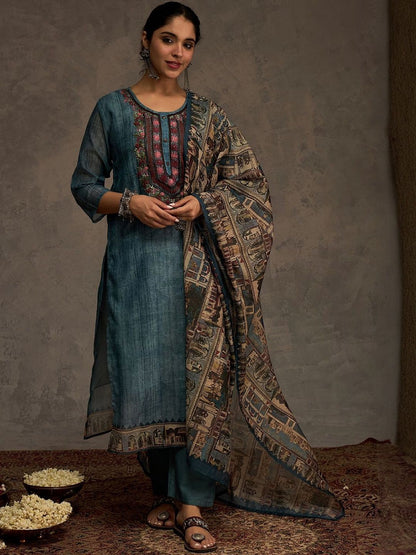 Women Ethnic Motifs Embroidered Thread Work Kurta with Trousers & Dupatta