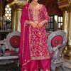 Dhiyona IE Ethnic Motifs Embroidered Zari V-Neck Straight Kurta & Palazzos With Dupatta