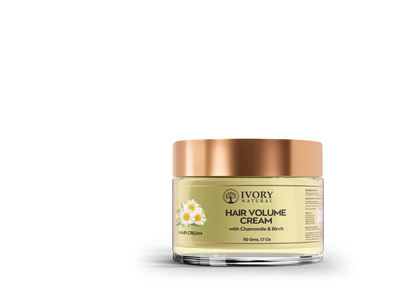 Ivory Natural hair volume cream in a jar, designed for thicker, fuller looking hair with natural ingredients and a smooth texture.