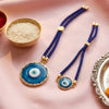 Dhiyona Set Of 2 Blue Evil Eye Resin Design Bhaiya Bhabhi Wraparound Rakhi