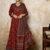 Dhiyona SN Women's Printed Pure Cotton Flared V-Neck Anarkali Kurta & Palazzo With Dupatta