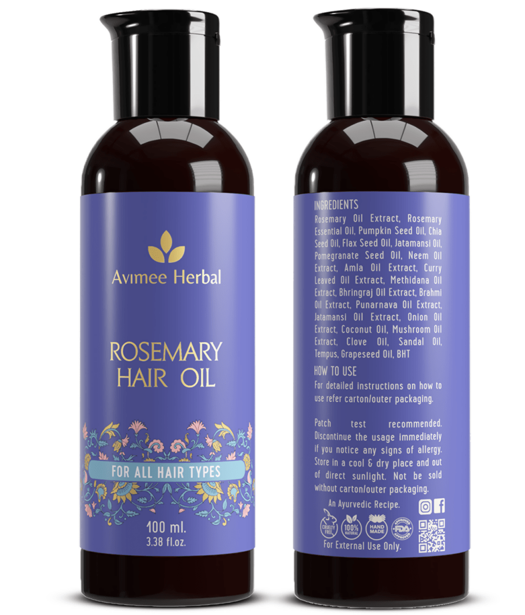 Avimee Herbal Rosemary Hair Care Routine combo includes rosemary water spray and rosemary hair oil for healthy hair care.