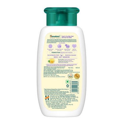 Himalaya Herbals baby wash with pure cow ghee, showing a gentle baby care product in a white bottle with a pump dispenser.