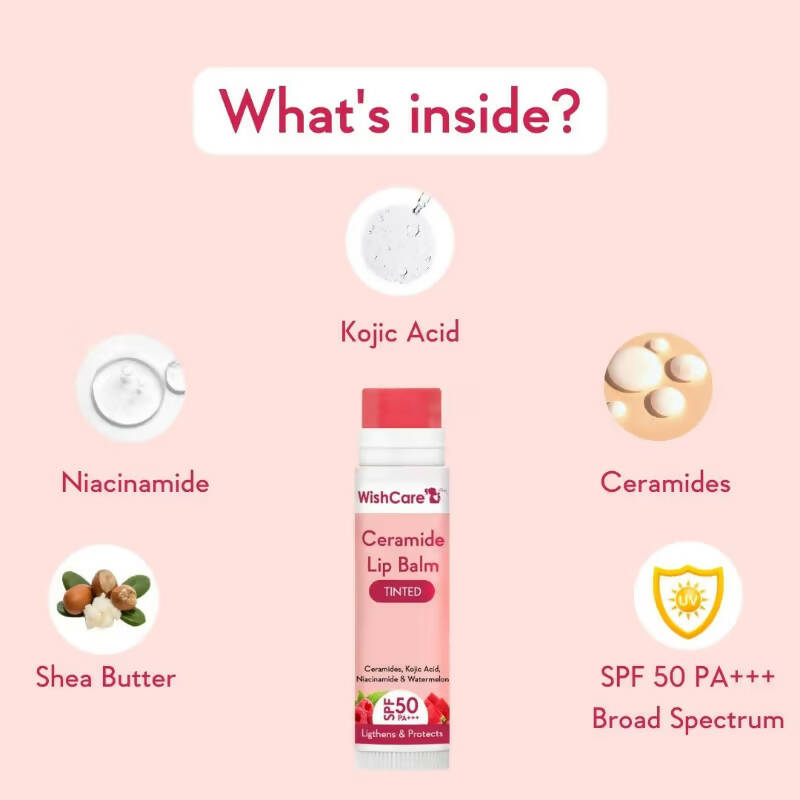 Wishcare Ceramide Lip Balm with SPF50 PA+++ - Tinted - Indyancart