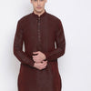 Men's Burgandy Silk Blend Pathani Kurta