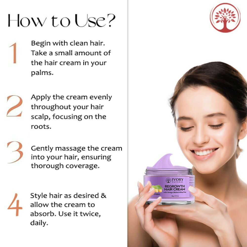 Ivory Natural Hair Growth Cream jar for stronger, healthier hair, shown with the cream and hair mask product packaging.