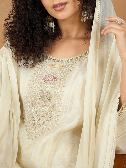 Indyancart VA Women Ethnic Motifs Embroidered Kurta with Palazzo & Dupatta
