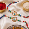 Dhiyona Set Of 2 Multicolor Peacock Design Rakhi With Roli Chawal Chandan Mishri