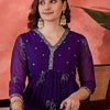Dhiyona SN Women's Embroidered V-Neck Anarkali Georgette Kurta & Trousers