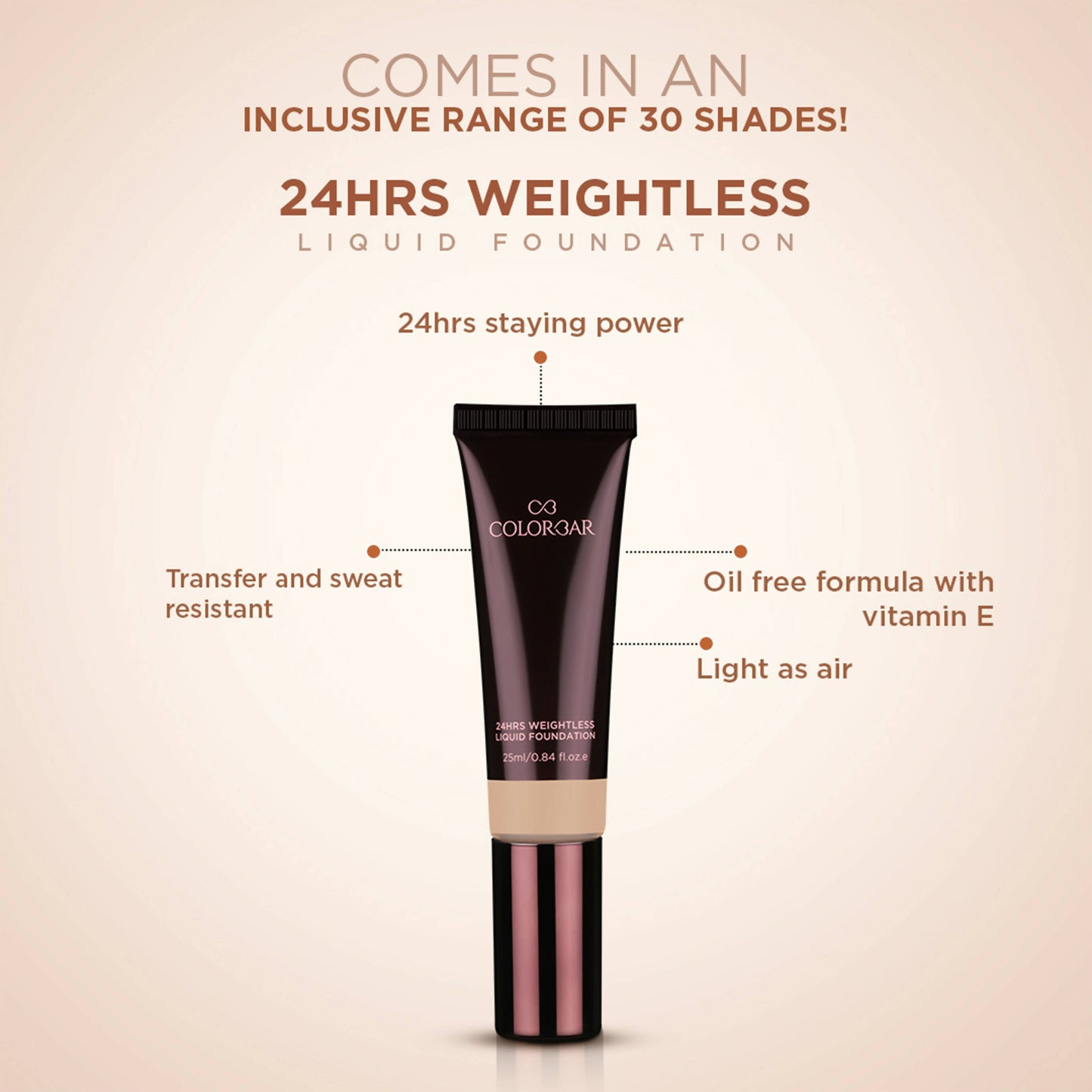Colorbar 24Hrs Weightless Liquid Foundation Fw 3.3 - Indyancart