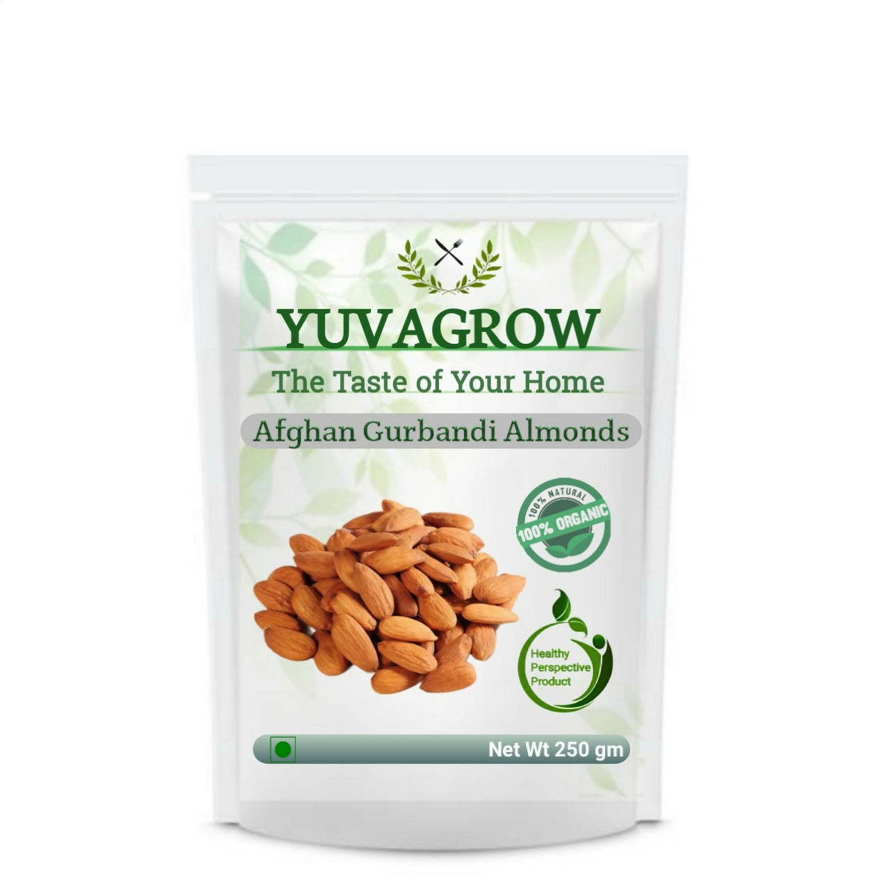 Yuvagrow Afghan Gurbandi almonds in a bowl, showcasing their natural brown shells and fresh, whole almond appearance.