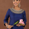 Indyancart IE Women Ethnic Motifs Embroidered Panelled Kurta with Trousers