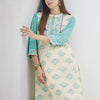 Dhiyona IE Printed Pure Cotton V-Neck Tunic With Trousers Co-Ords