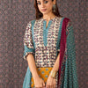 Dhiyona IE Floral Printed Mandarin Collar Pure Cotton A-Line Kurta & Trousers With Dupatta