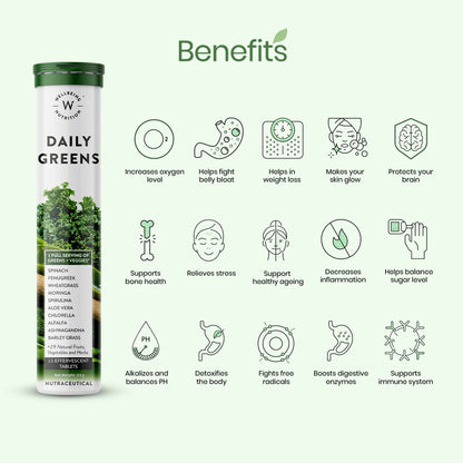 Wellbeing Nutrition Daily Greens Effervescent Tablets - Indyancart