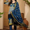 Indyancart SN Women's Striped Round Neck Sequinned Pure Cotton Straight Kurta with Trousers & Dupatta