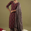 Dhiyona IE Women Floral Printed Regular Pure Cotton Kurta with Salwar & With Dupatta