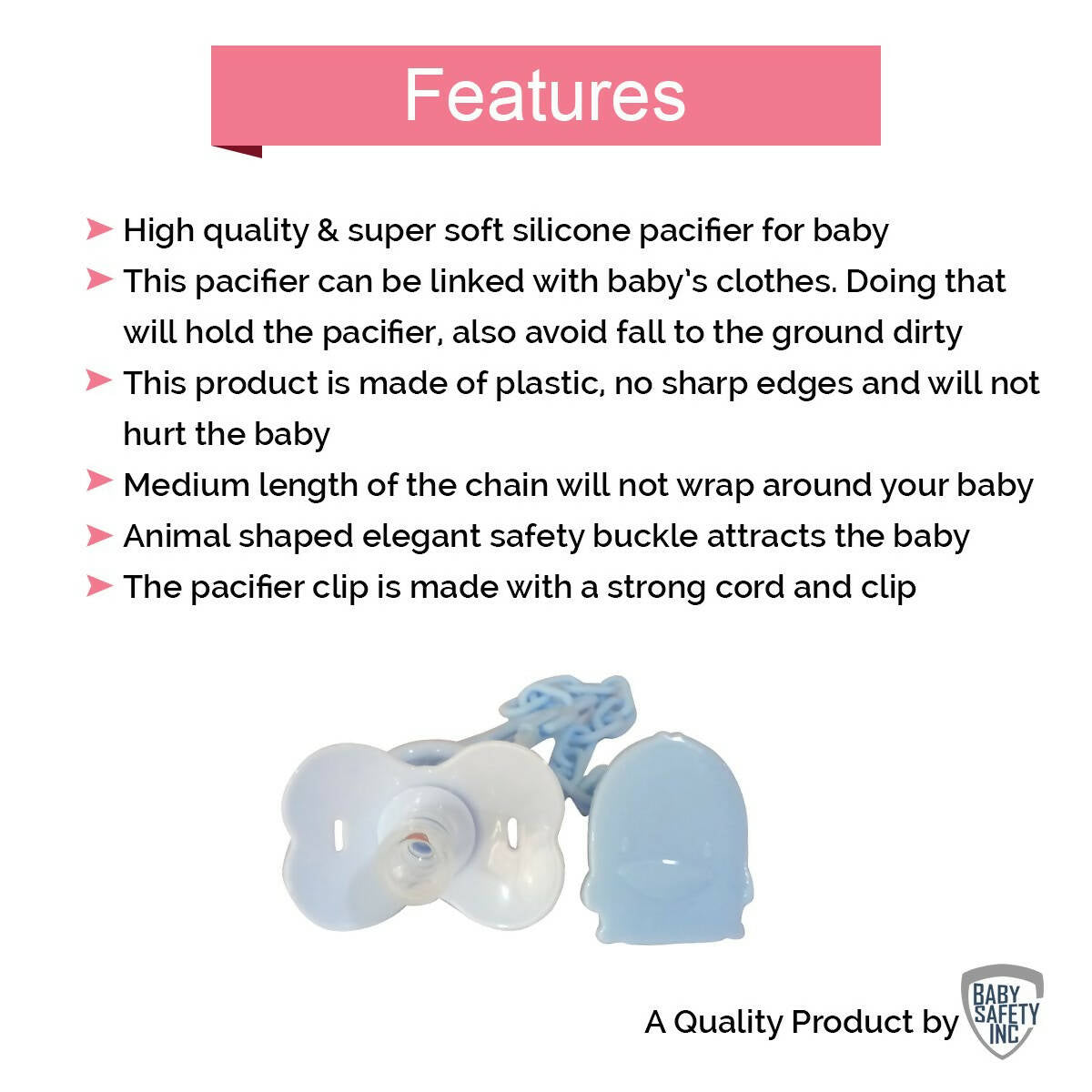 Safe-O-Kid Safe-O-Kid-Baby Pacifier/Nipple With Chain And Clip, in cute Cartoon shape Helps In Preventing From Dust - (Blue) - Indyancart
