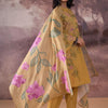 Dhiyona IE Floral Embroidered Mandarin Collar Pure Cotton Kurta & Trousers With Dupatta