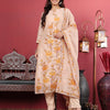 Dhiyona VR Women's Beige Pure Hand Kantha Embroidered Kurta Set With Dupatta