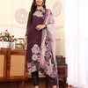 Dhiyona VR Women's Pure Purple Floral Printed Kurta Set And Dupatta