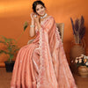Dhiyona GR Women's Hirva Peach Orange Jimmi Choo Embroidered Saree