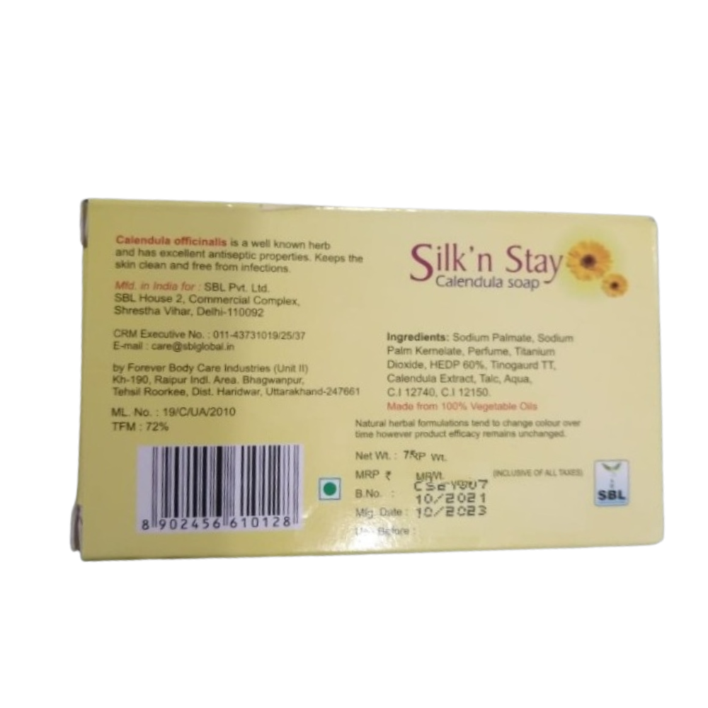 SBL Homeopathy Silk N Stay Antiseptic Calendula Soap - Indyancart
