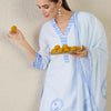 Indyancart IE Women Abstract Printed Linen Kurta with Trousers & Dupatta