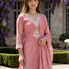 Dhiyona IE Women Ethnic Motifs Embroidered Regular Kurta with Trousers & With Dupatta