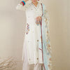 Dhiyona IE Floral Embroidered Thread Work Pure Cotton Kurta With Trouser & Dupatta