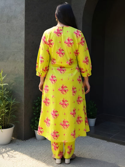 Indyancart IE Printed Pure Cotton Tunic & Trousers