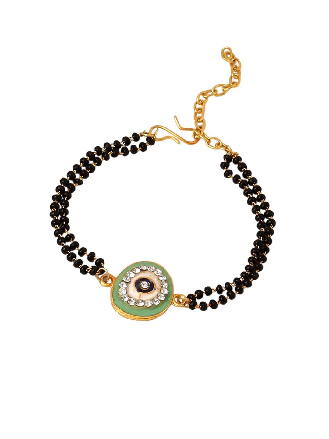 Anouk Set Of 2 Green Round Shape Artificial Stones Bhaiya Bhabhi Rakhi With Roli Chawal