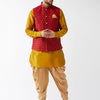 Men's Mustard Silk Blend Straight Jacket  Kurta and Dhoti Set