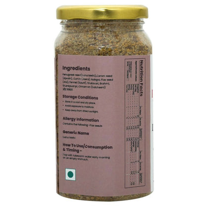 Nuskha Dana Methi Herbmix health drink in a glass, showing fresh herbs and ingredients for natural wellness.