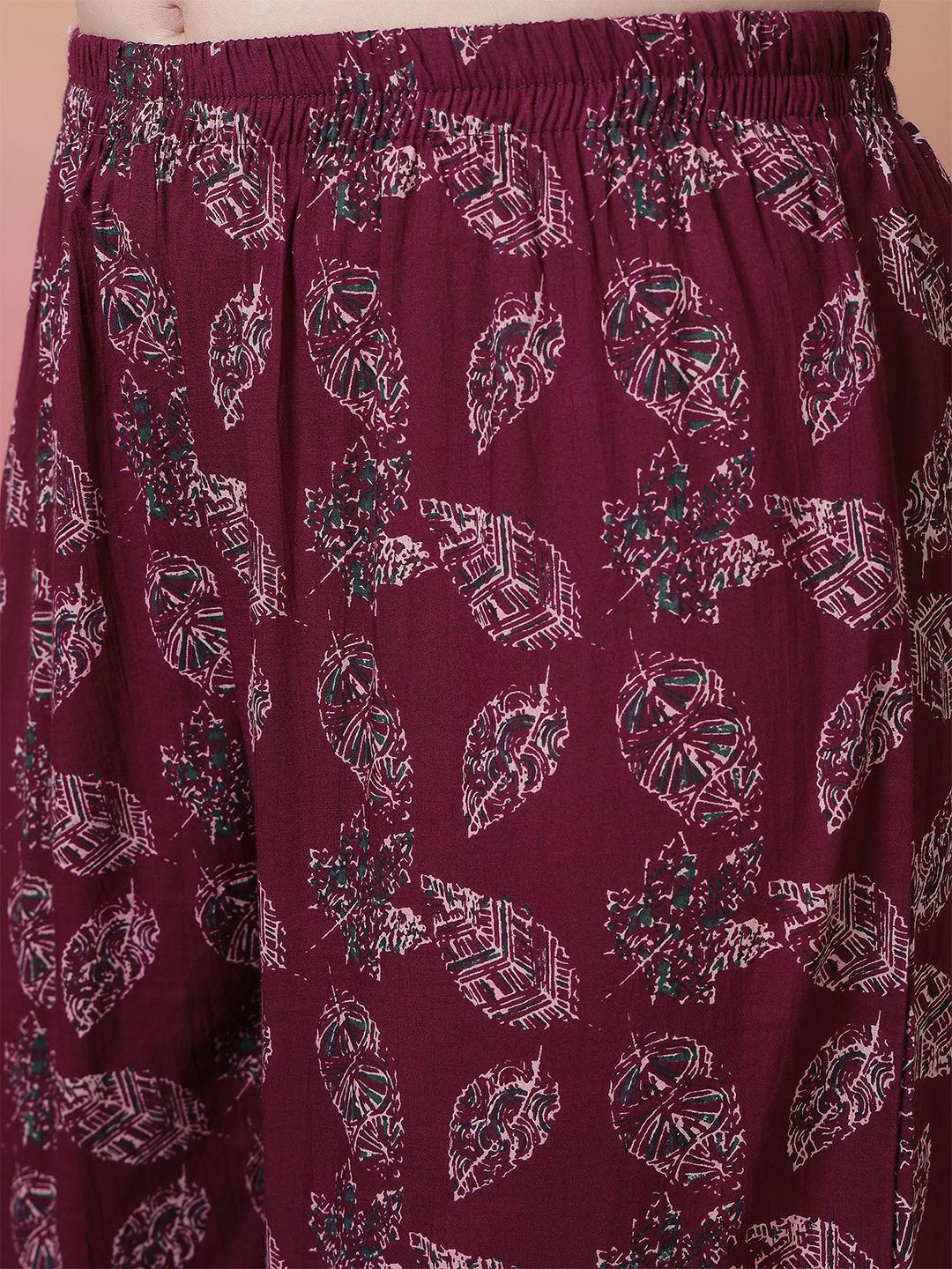 Indyancart SN Women's Floral Printed Mandarin Collar Pure Cotton Anarkali Kurta With Trouser & Dupatta