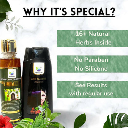 Qykkare Herbal Anti-Hairfall Shampoo & Herbal Hair Growth Oil Combo - Indyancart