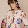 Indyancart IE Women Ethnic Motifs Printed Regular Thread Work Pure Cotton Kurti with Trousers