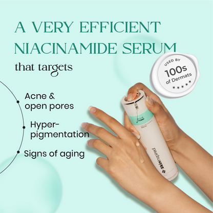 SkinInspired Aqua Pump 10% Niacinamide face serum in a clear pump bottle, showcasing the serum and packaging.