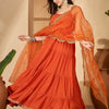 Dhiyona SN Women's Shoulder Straps Floor Length Kurta with Trousers & Embroidered Dupatta Set