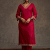 Dhiyona IE Embroidered Viscose Rayon Straight Thread Work Kurta With Trousers