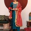 Dhiyona VA Women's Ethnic Motifs Embroidered Regular Thread Work Kurta with Trousers & With Dupatta