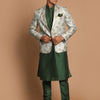Men's Green Viscose Blend Straight Jacket  Kurta and Pyjama Set